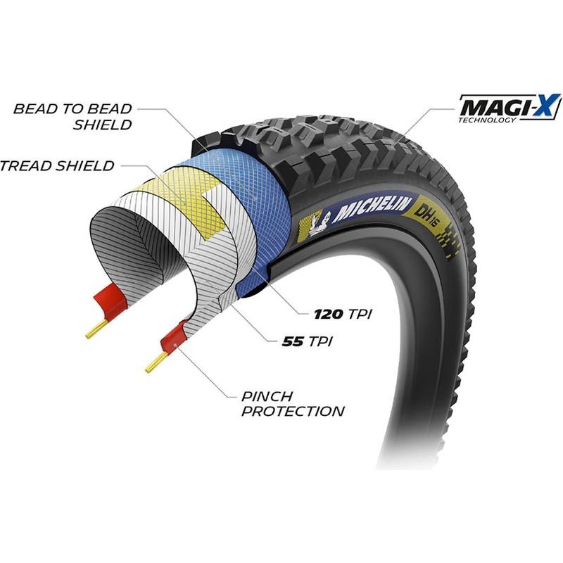 Michelin, DH16, Mountain Tire, 29”x2.40, Folding, Tubeless Ready, MAGI-X, Black