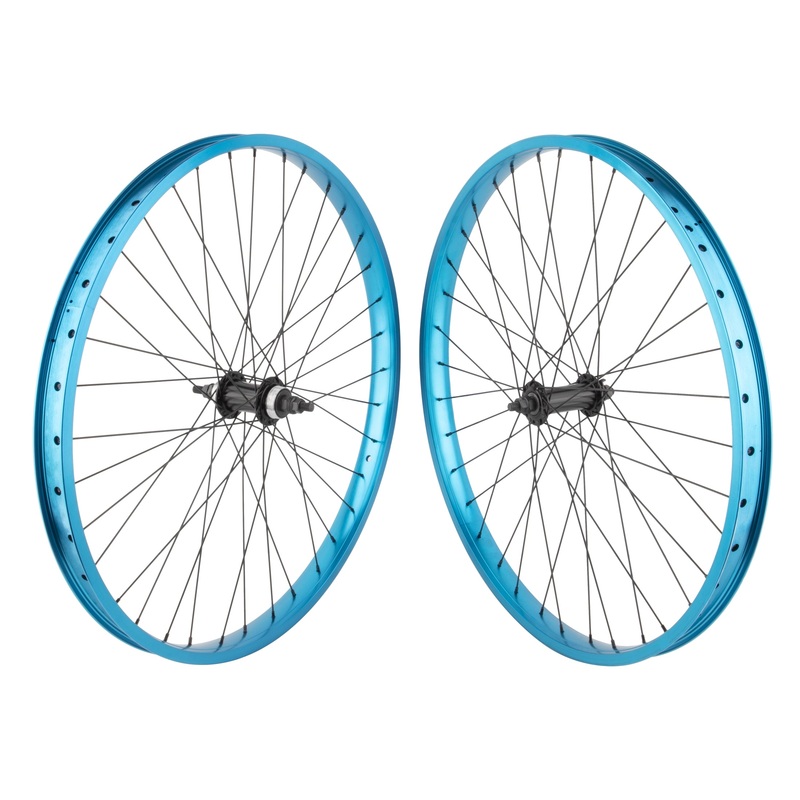 26″ SE Racing Blocks Flyer Wheelset – Pair – 36H – Double Wall – Freewheel – Blue