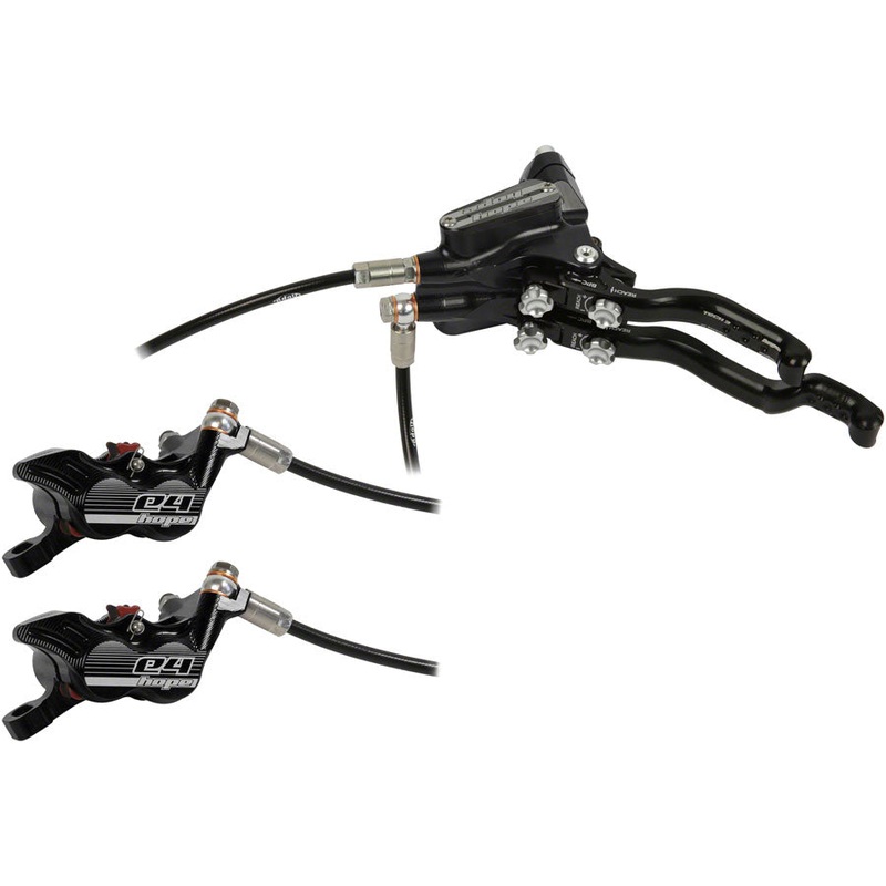Hope Tech 3 E4 Duo Disc Brake and Lever – Left Hand, Front and Rear, Hydraulic, Post Mount, Black