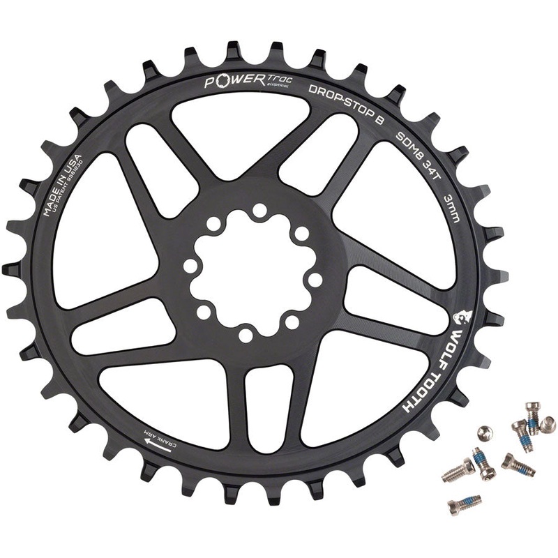 Wolf Tooth Elliptical Direct Mount Chainring – 34t, SRAM Direct Mount, Drop-Stop B, For SRAM 8-Bolt Cranksets, 3mm
