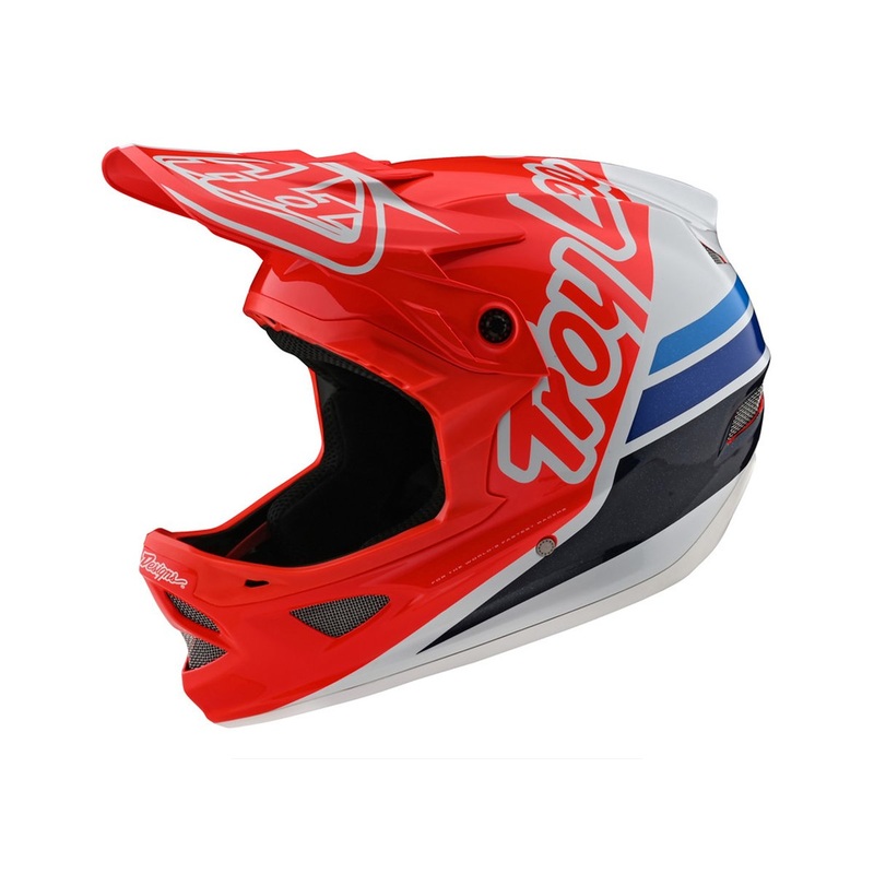Troy Lee Designs D3 Fiberlite Full Face Helmet – Silhouette – Red-White – 2020