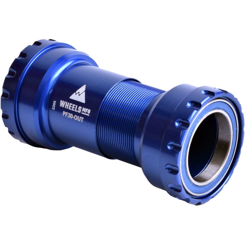 Wheels Manufacturing PF30 Outboard Bottom Bracket – For 30mm Spindle, ABEC-3 Bearings, PressFit Thread Together, Blue