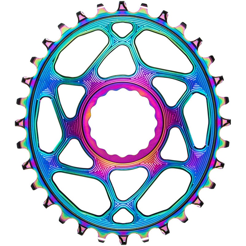 absoluteBLACK Oval Narrow-Wide Direct Mount Chainring – 34t CINCH Direct Mount 3mm Offset PVD Rainbow
