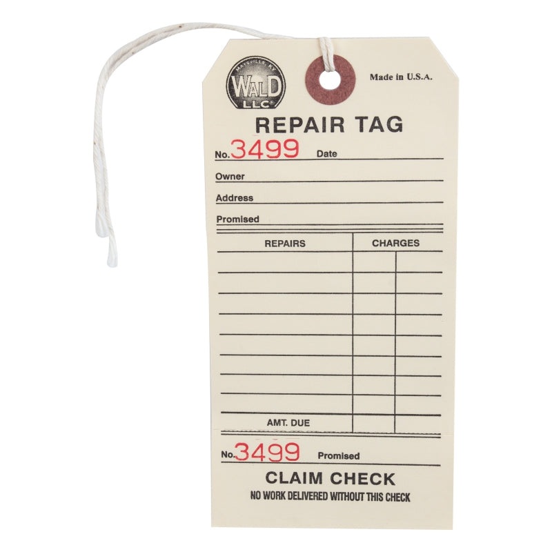 Wald #700 Wald Repair Tags 500/Box