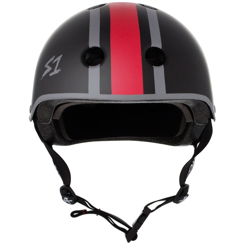 S1 Lifer Helmet – Black Matte W/ Red & Grey Stripes – Eddie Elguera