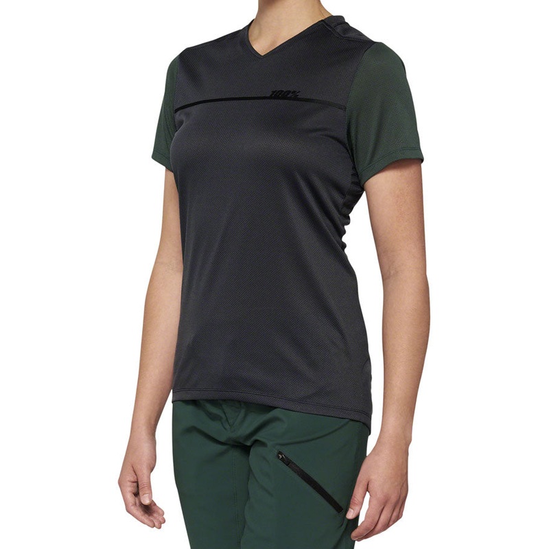 100% Ridecamp Jersey – Charcoal/Green, Short Sleeve, Women’s, Small