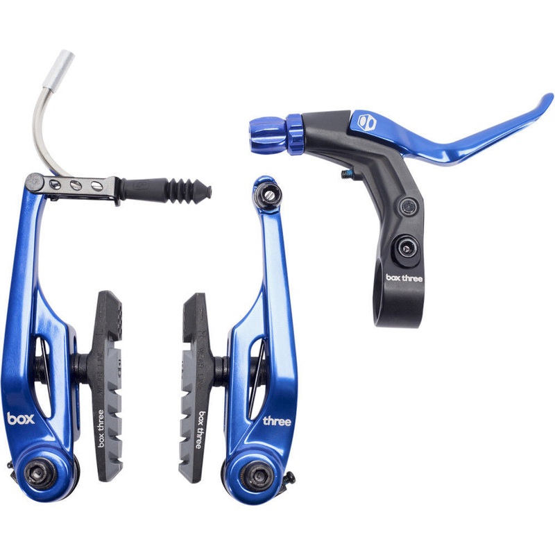 Box Three Pro V-Brake BMX Kit – Lever+Cable+Caliper – Long Reach (108mm) – Blue