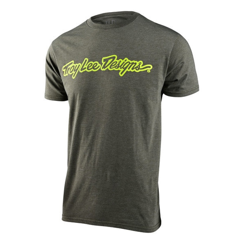 Troy Lee Designs Signature Short Sleeve Tee – Olive Heather