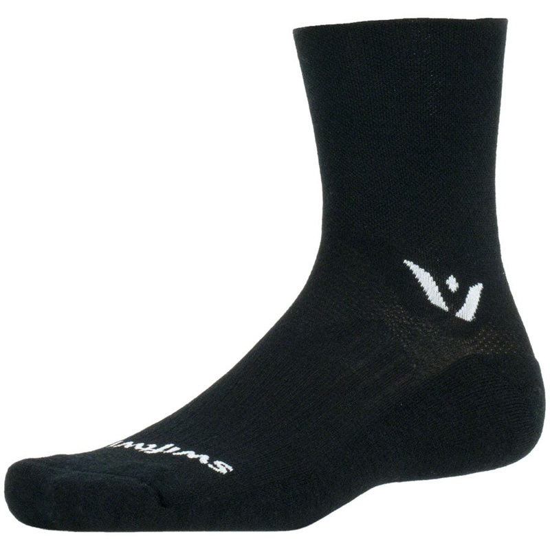 Swiftwick Pursuit Quarter Crew Socks – 4″ Black Medium