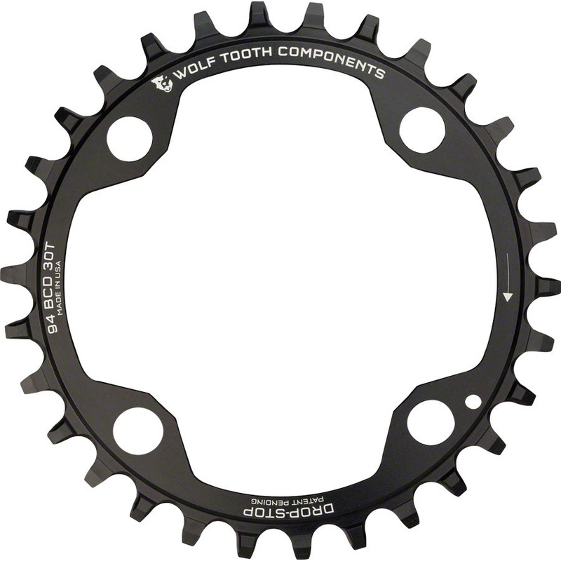 Wolf Tooth 94 BCD Chainring – 34t 94 BCD 4-Bolt Drop-Stop For SRAM Cranks BLK