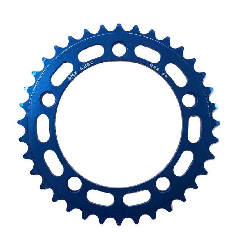 BMXGuru 36t BMX Chainring – Blue – 110mm 5-bolt – USA Made