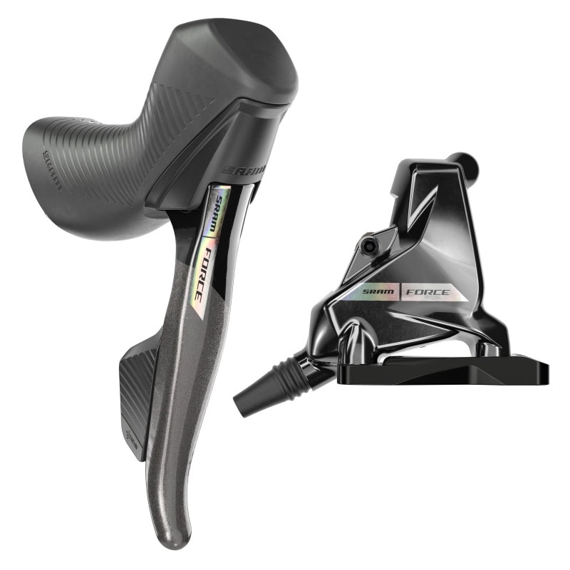 SRAM Force AXS HRD eTap Shift/Brake Lever Hydraulic Disc Brake Caliper – Right/Rear Flat Mount 20mm Offset Iridescent Gray/Blk D2