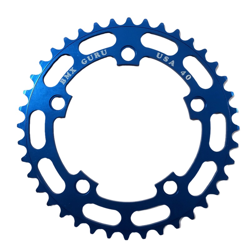 BMXGuru 40t BMX Chainring – Blue – 110mm 5-bolt – USA Made