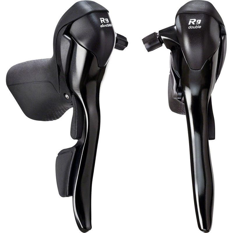 microSHIFT R9 Drop Bar Brake/Shift Lever Set – 2 x 9-Speed Shimano Compatible Black