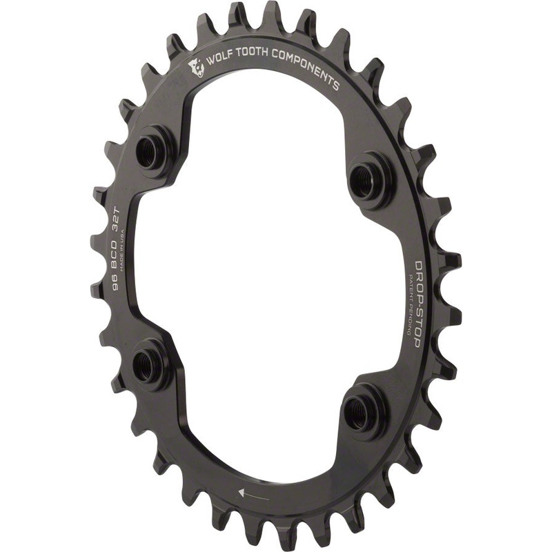 Wolf Tooth 96 BCD Chainring – 32t 96 Asymmetric BCD 4-Bolt Drop-Stop For Shimano XTR M9000 M9020 Cranks BLK