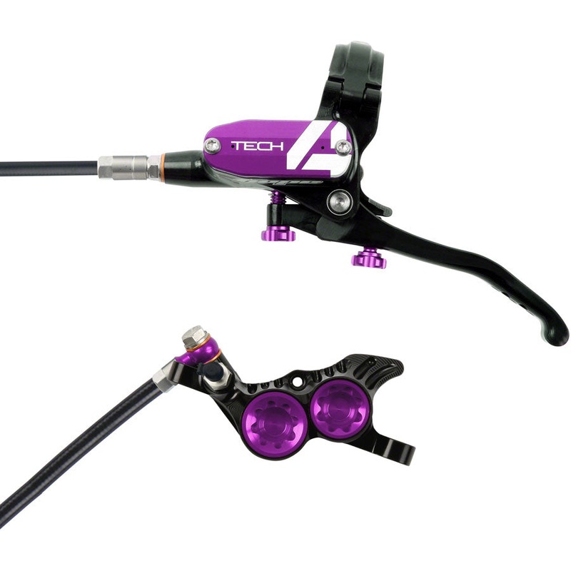 Hope Tech 4 V4 Disc Brake and Lever Set – Rear Hydraulic Post Mount Purple