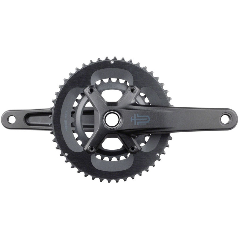 microSHIFT Sword 2x Crankset – 175mm, 10-Speed, 48/31t, 110 Asym BCD,  24mm Spindle, Black