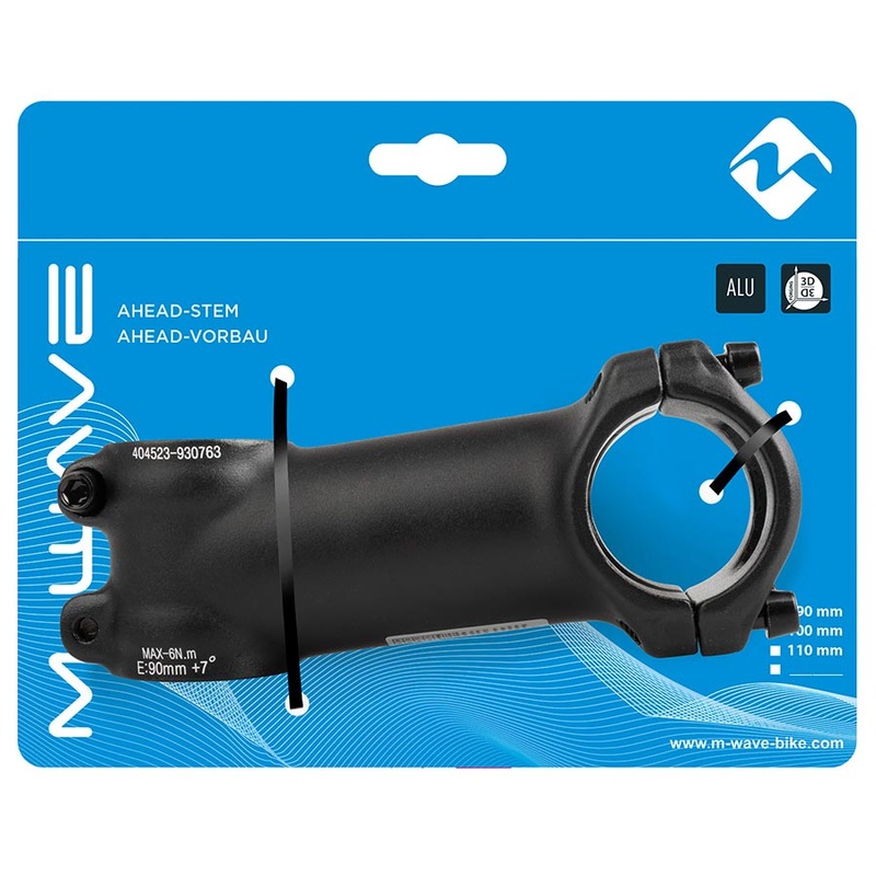 M-Wave ST-M3.1 Stem Diameter: 28.6mm Length: 90mm Steerer: 1-1/8 7 Black