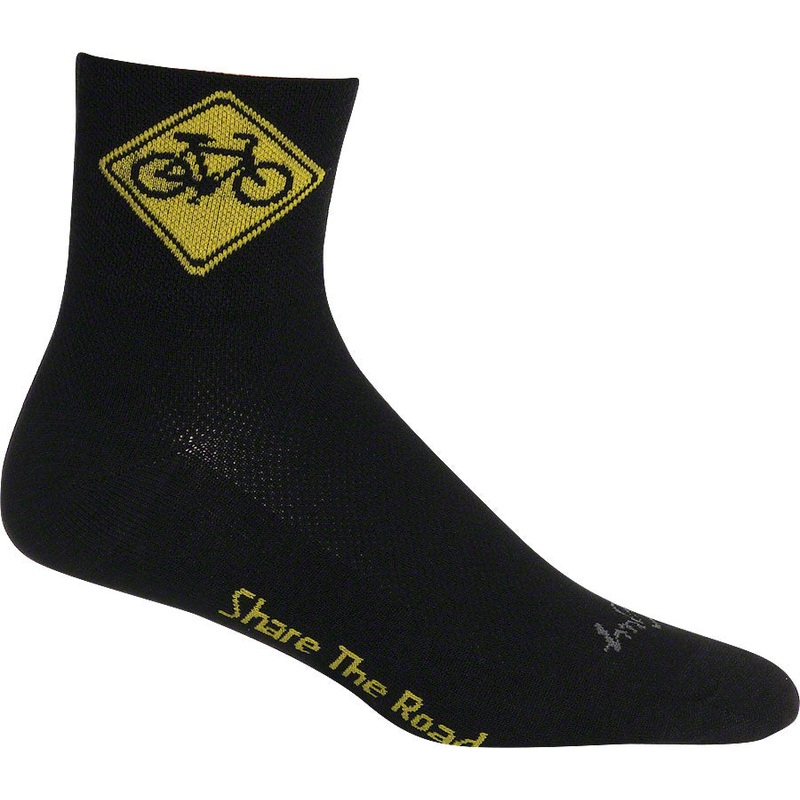 SockGuy Classic Share the Road Socks – 3 inch, Black, Small/Medium