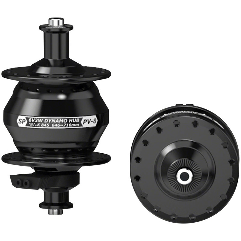 SP 8 Series Dynamo Front Hub – PV-8, 6V- 3W, QR x 100mm, Rim, 32H, Black