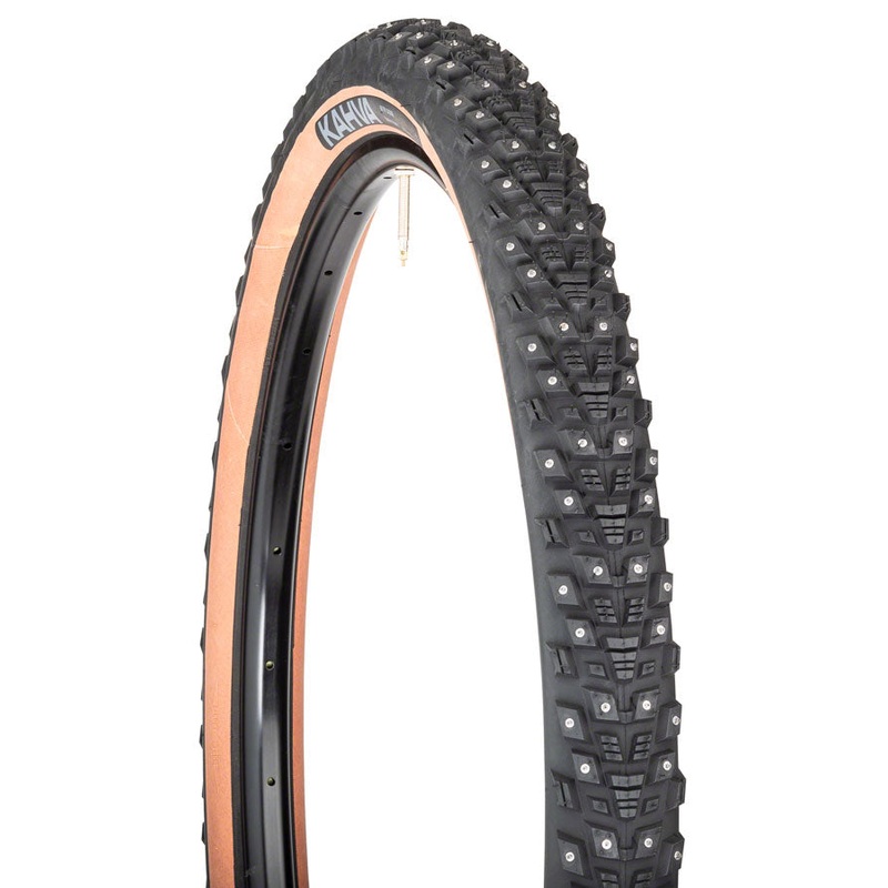 45NRTH Kahva Tire – 27.5 x 2.1, Tubeless, Folding, Tan, 60tpi, 240 Concave Carbide Studs