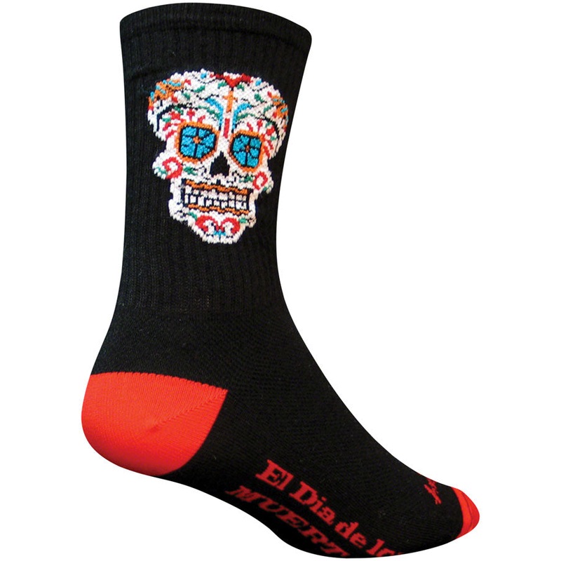 SockGuy Crew El Dia De Los Muertos Socks 6 inch Black Large X-Large Unisex