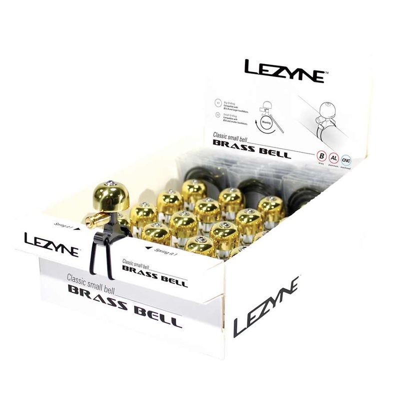 Lezyne Classic Brass Bicycle Bells  Durable Brass/Aluminum Construction, Compact Sound, Versatile Mounts, Stylish Black & Brass Options for Cycling Safety