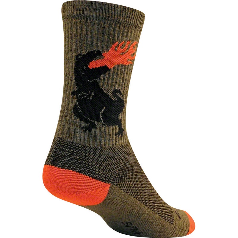 SockGuy Dinosaur Wool Socks – 6″ Green Small/Medium