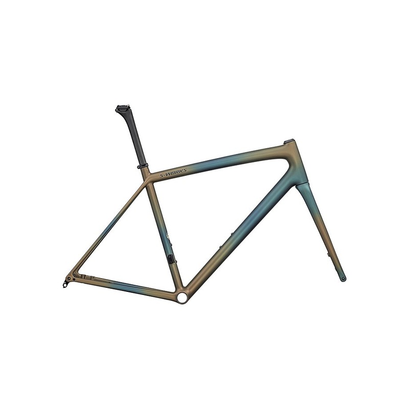 Specialized aethos S-Works frmset satin deep lake metallic / green pearl + burnt gold metallic fades / dark navy 61